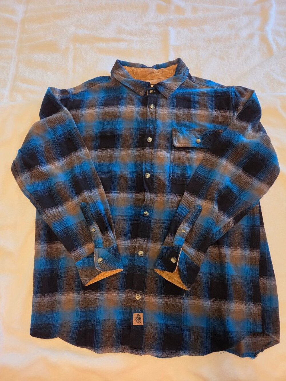 Legendary Whitetails Flannel Shirt Mens XL Blue/Black Buck Camp Plaid Cotton